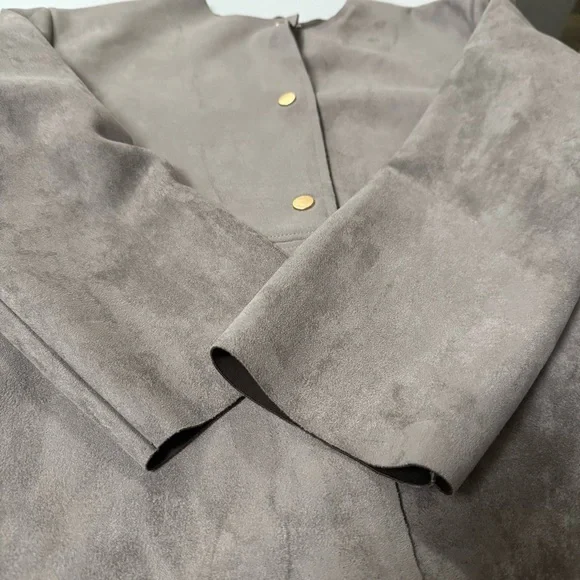 Zara jacket faux suede fur gray small preowned - Picture 6 of 12